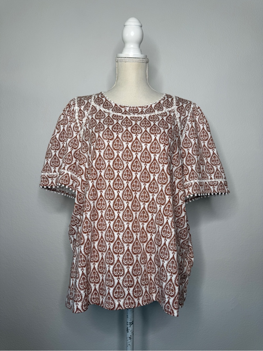 Boden Mila Lace Trim Top Short Sleeve